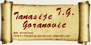Tanasije Goranović vizit kartica